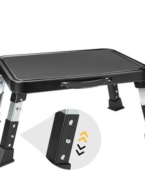 Folding Step Stool, 3-Level Adjustable Metal Step Stool with Anti-Slip Pedal